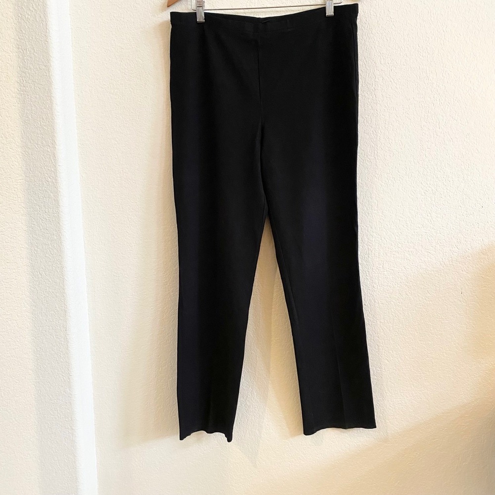 Eileen Fisher Womens Black Ankle Pants Elastic Waist Stretch Made in USA Size M